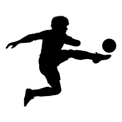 cute man play soccer silhouette