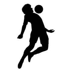 cute man play soccer silhouette