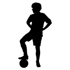 cute man play soccer silhouette
