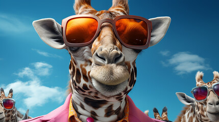 Giraffe with sunglasses.