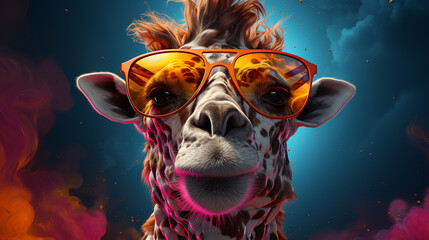 Giraffe with sunglasses.