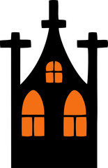 Halloween house vector illustration. Chapel for Halloween design