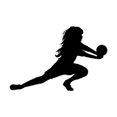 cute girl play volleyball silhouette