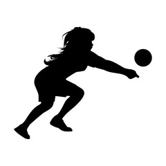 cute girl play volleyball silhouette
