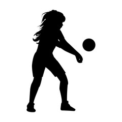 cute girl play volleyball silhouette