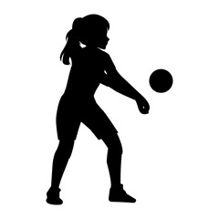 cute girl play volleyball silhouette