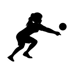 cute girl play volleyball silhouette