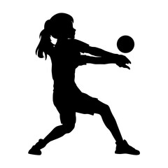 cute girl play volleyball silhouette