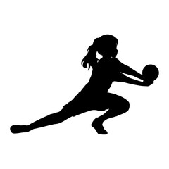 cute girl play volleyball silhouette