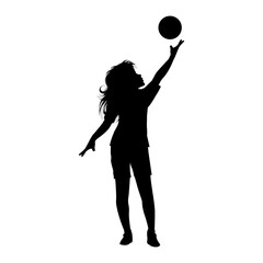 cute girl play volleyball silhouette