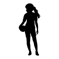 cute girl play volleyball silhouette
