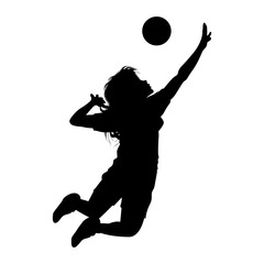 cute girl play volleyball silhouette