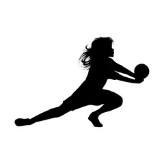 cute girl play volleyball silhouette