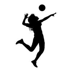 Fototapeta na wymiar cute girl play volleyball silhouette