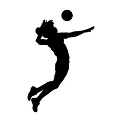 cute girl play volleyball silhouette