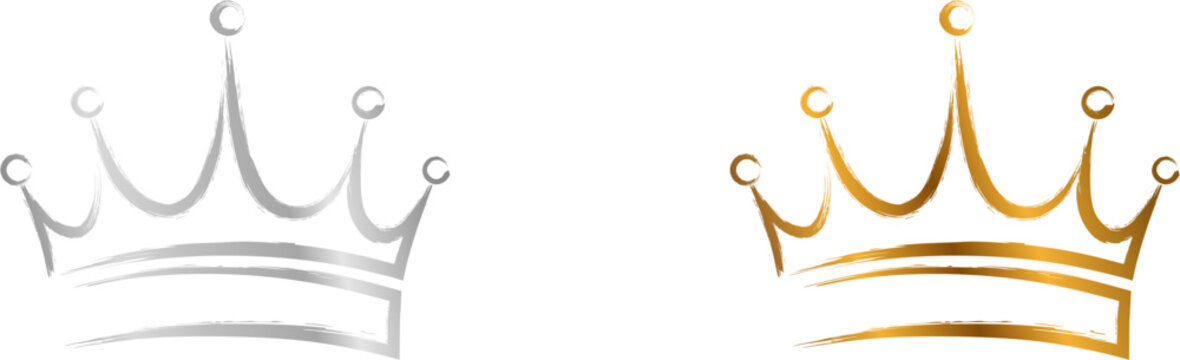 crown logo (silver - gold) in grunge paintbrush style