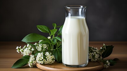 Obraz na płótnie Canvas Bottle of milk in white background. Generative AI.