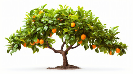 Fototapeta na wymiar Orange tree up close and isolated on a white background