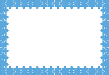 abstract background light blue puzzle frame with blank space. Rectangular shape.