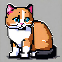 16-bit-pixel-art-cute-cat, Generative AI