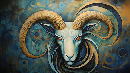 Painting depiction of the Capricorn sign the capricorn