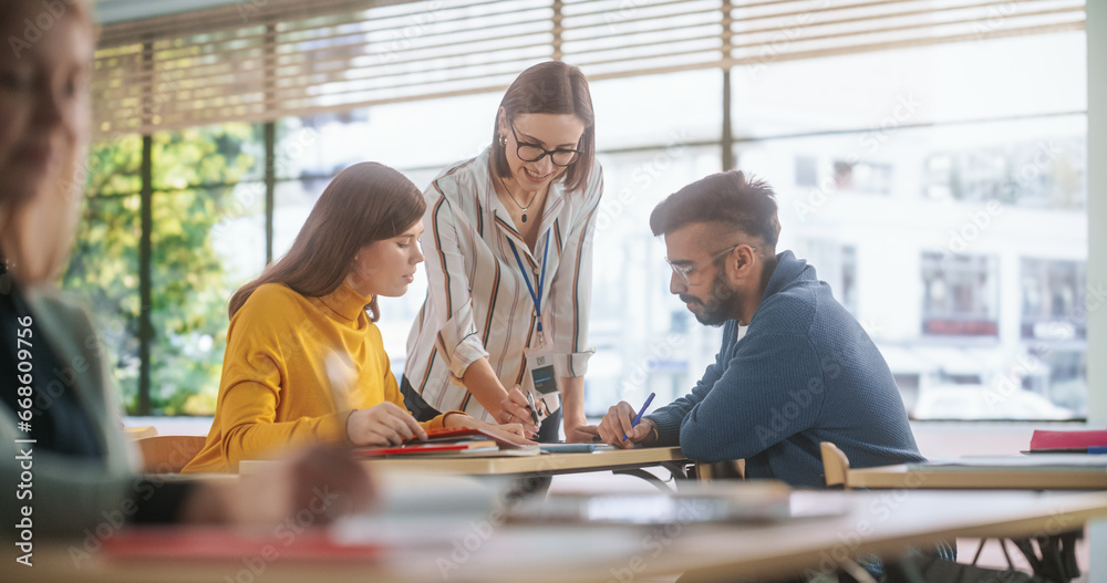 Aufkleber Diverse Group of Multiethnic Young and Senior Adults Finding a Solution to a Team Assignment, Undergoing a Workforce Training Program for Improving Skills of Employees and Prospective Job Applicants.