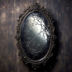 a broken mirror on wall - obrazy, fototapety, plakaty