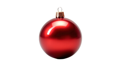 Christmas red baubles isolated on transparent background, Generative ai.