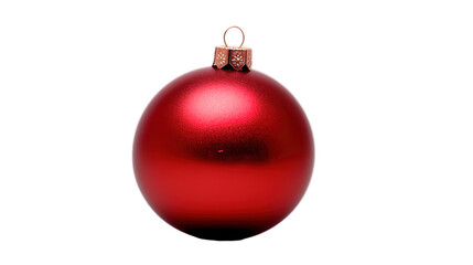 Christmas red baubles isolated on transparent background, Generative ai.