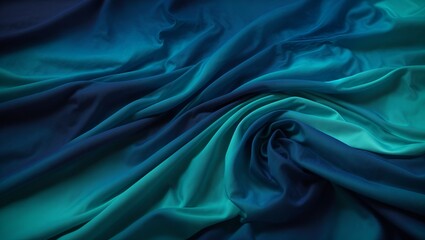 Obraz premium turquoise and blue texture 3D fabric layers in gradient vector banner. Cover layout material design template. Abstract realistic textile, material, decoration textured wavy layers