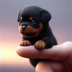 the image of a tiny puppy on the finger of the hand
