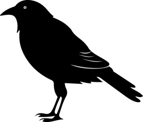 Raven silhouette vector illustration. Halloween raven icon