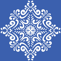 Pattern blue and white.Original traditional Portuguese and Spain decor.Seamless pattern tile with Victorian motives.Ceramic tile in talavera style. Ornamental blue and white patterns for any decor.