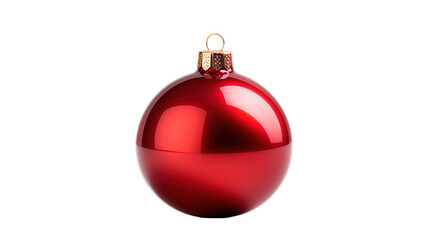 Christmas red baubles isolated on transparent background, Generative ai.