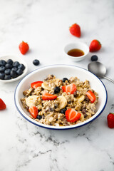 Traditional overnight oats with berries and banana