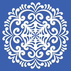 Pattern blue and white.Original traditional Portuguese and Spain decor.Seamless pattern tile with Victorian motives.Ceramic tile in talavera style. Ornamental blue and white patterns for any decor.
