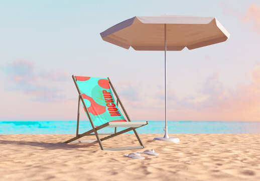 Scene Folding Beach Chair Mockup