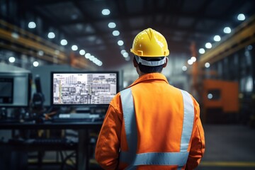 Industrial Engineer Operating Control Machine in Factory