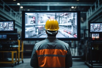 Industrial Engineer Operating Control Machine in Factory