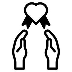 love ribbon in over hand dualtone icon