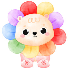 Flower Bear, Rainbow Flower, Cute Bear, Lion