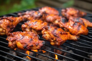 spicy chicken wings on a bbq grill