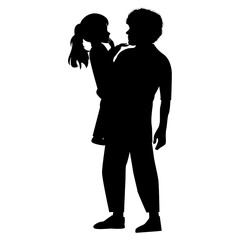 cute father and daughter silhouette