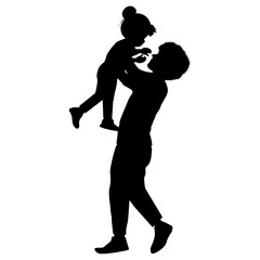 cute father and daughter silhouette