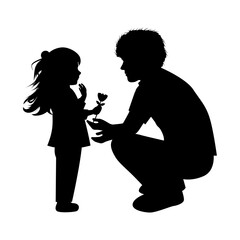 cute father and daughter silhouette