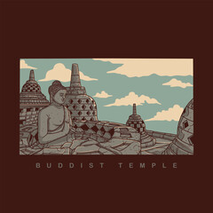 Buddhist temple vector design illustration