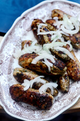 Chicken Lula Kebab on the outdoor grill
