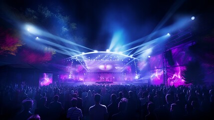 Fototapeta na wymiar A state-of-the-art outdoor music venue with LED screens and immersive lighting.