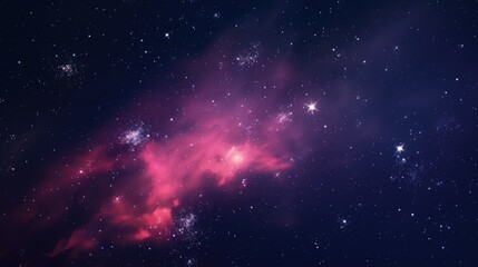 Night sky with stars and nebula. Starry outer space background.