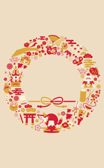 お正月イラストフレーム_縦1